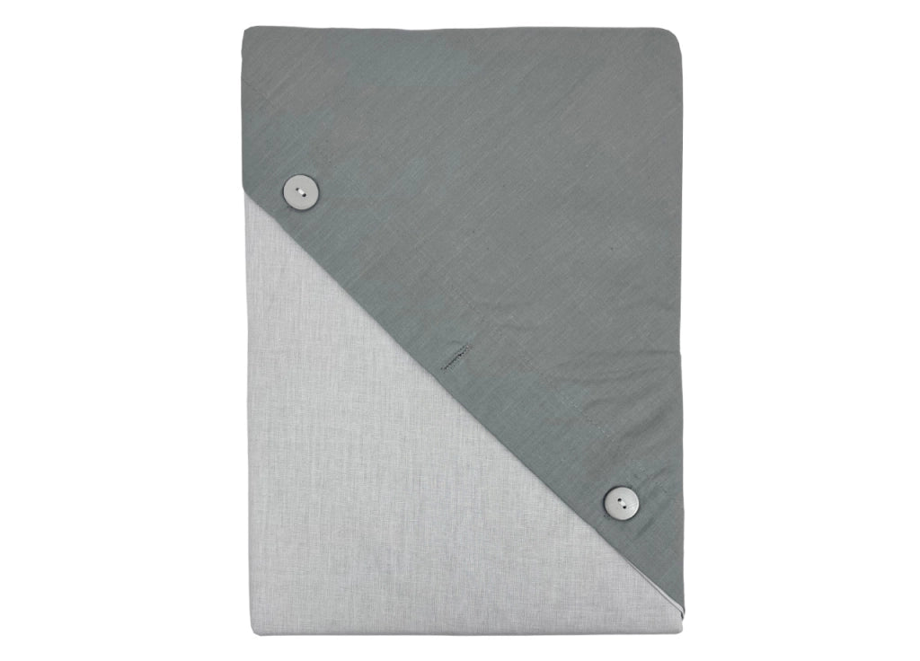 Sacco Copripiumino Bicolor Estate Inverno In 100% Cotone Tinta Unita Amici - Matrimoniale - Grigio