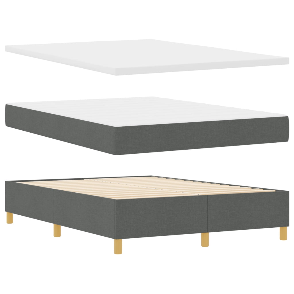 Letto Box Spring con Materasso e LED Grigio Scuro 140x200 cm Tessuto
