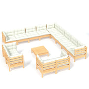 Set di mobili da giardino mobili da esterno 14 pezzi con cuscini color crema legno di pino massiccio 02_0015835