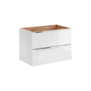 Mobile sottolavabo NALYA 80 cm – Bianco lucido e rovere chiaro – Design sospeso moderno