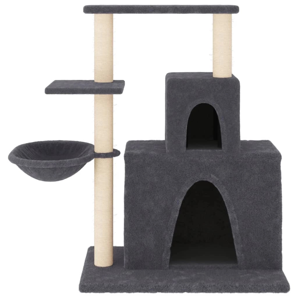 Tiragraffi per gatti Mobili per arrampicata su torre Tiragraffi piattaforma da arrampicata con tiragraffi in sisal scuro 83 cm grigio 02_0022711