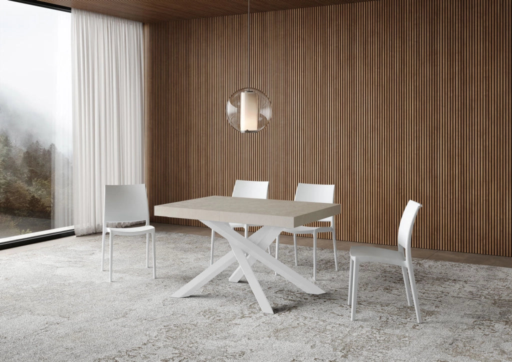 Tavolo Allungabile 140-244x90x77 cm Volantis Cashmere Telaio Bianco