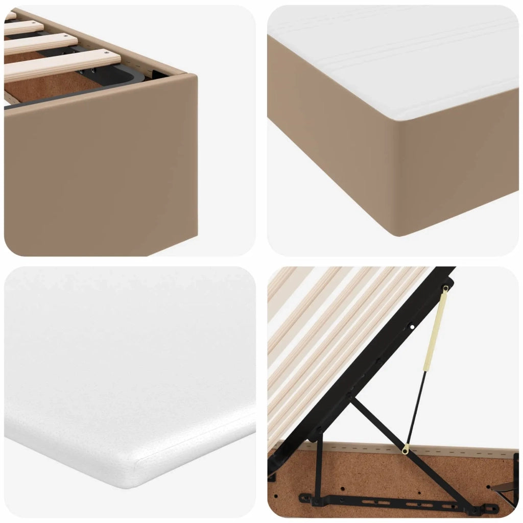 Letto con contenitore e materasso Cappuccino 200 x 200 cm 3370181