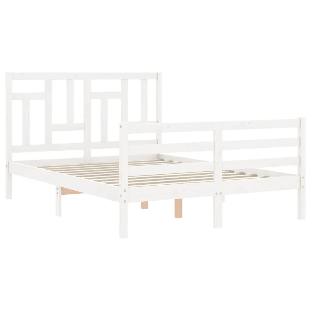 Giroletto con Testiera-Struttura Letto con testiera Bianco 120x200 cm in Legno Massello 653693