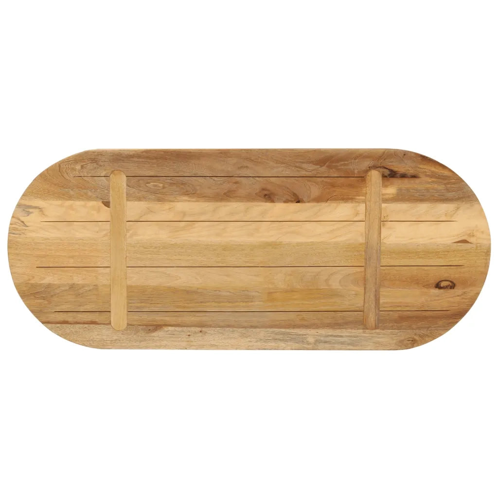 Piano Tavolo | Superficie Tavolo | Piano Scrivania 80x40x2,5 cm Ovale Legno Massello Grezzo di Mango