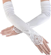 Maniche lunghe senza dita per donne - Accessori di matrimonio - Bianco