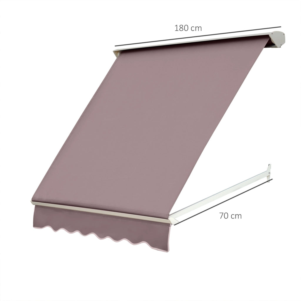 Easycomfort Tenda da Sole a Caduta con Rullo Avvolgibile e Angolazione Regolabile 0-120°, 180×70cm, Marrone