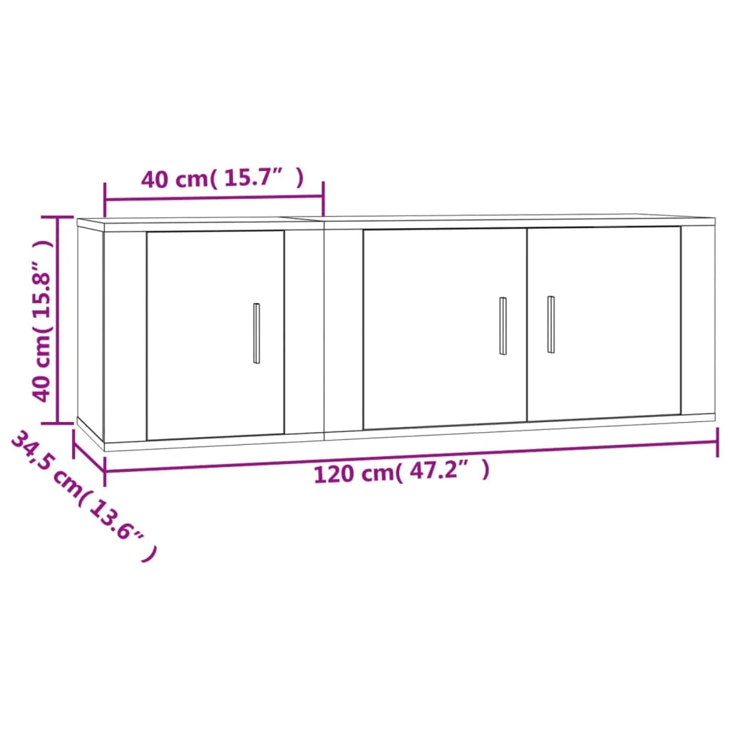 Set di mobili da 2 pezzi comprensivo di armadio credenza mobile TV soggiorno/camera da letto salotto rovere affumicato legno ingegnerizzato marrone 02_0024436