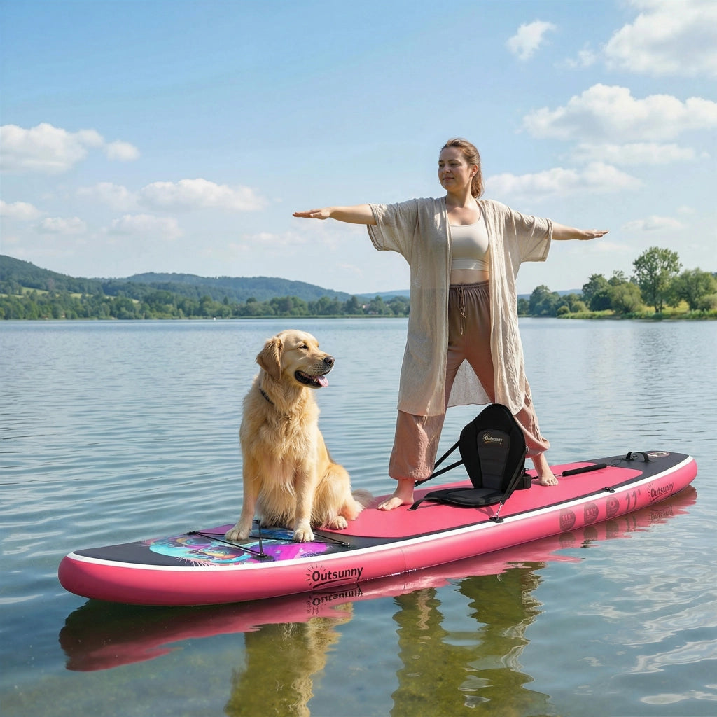 Tavola SUP Gonfiabile con Sedile e Pagaia - Xylo - 335x82x15 cm Blu Rosa