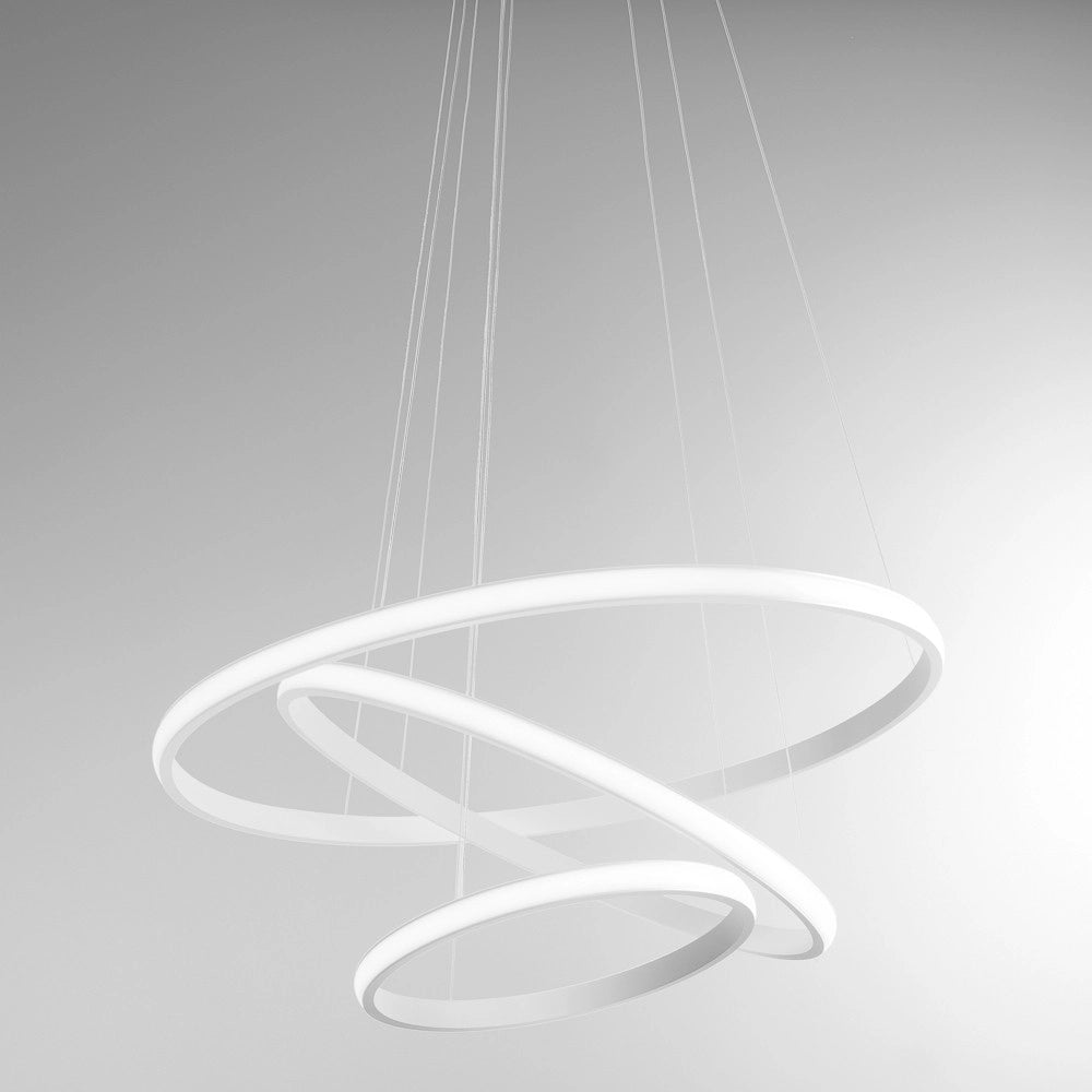 Lampada a sospensione IOLE S/3 - 70W 3800lm 3000K dimmerabile - Alluminio satinato bianco e silicone bianco opale - Gealuce