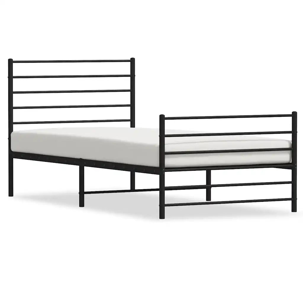 Giroletto con Testiera e Pediera Metallo Nero 90x190 cm 352329
