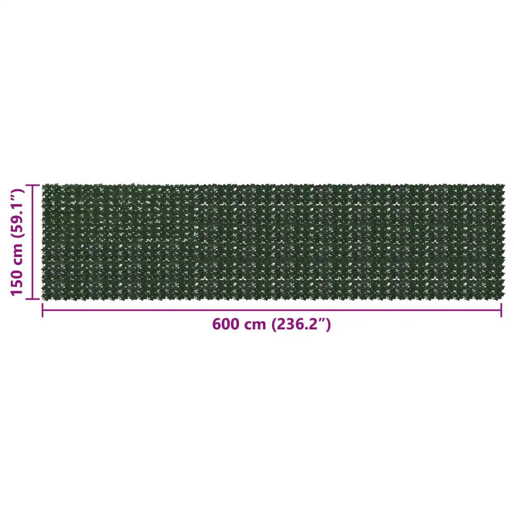 Schermo per balcone con foglie-Pannello per balcone Verde Scuro 600 x 150 cm