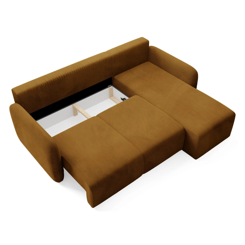 Ranco, Divano Letto con Penisola Contenitore, 245x185 cm Marrone