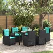 Set da Pranzo da Giardino in Rattan Nero