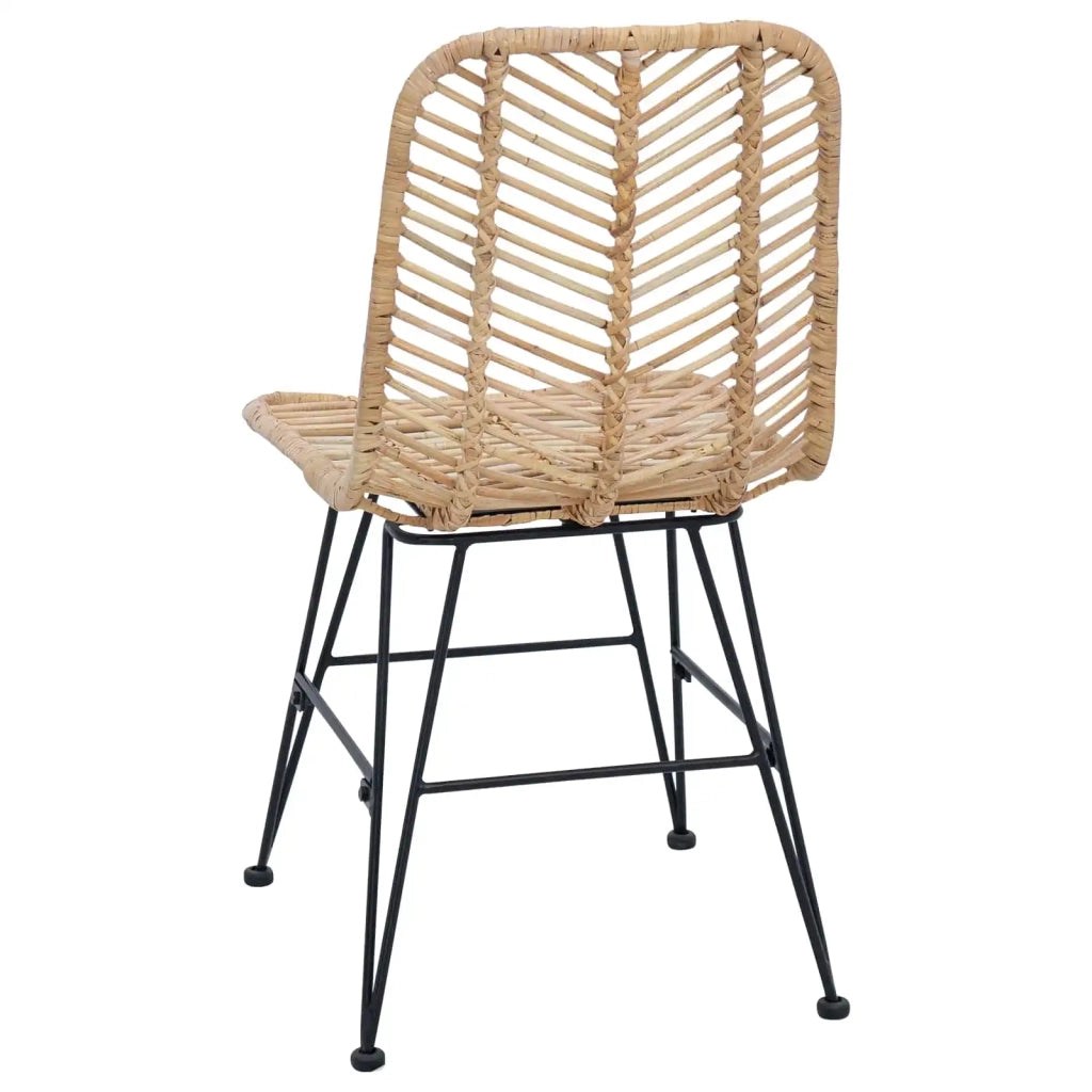 Sedia da pranzo 2 pcs Rattan e Ferro Naturale