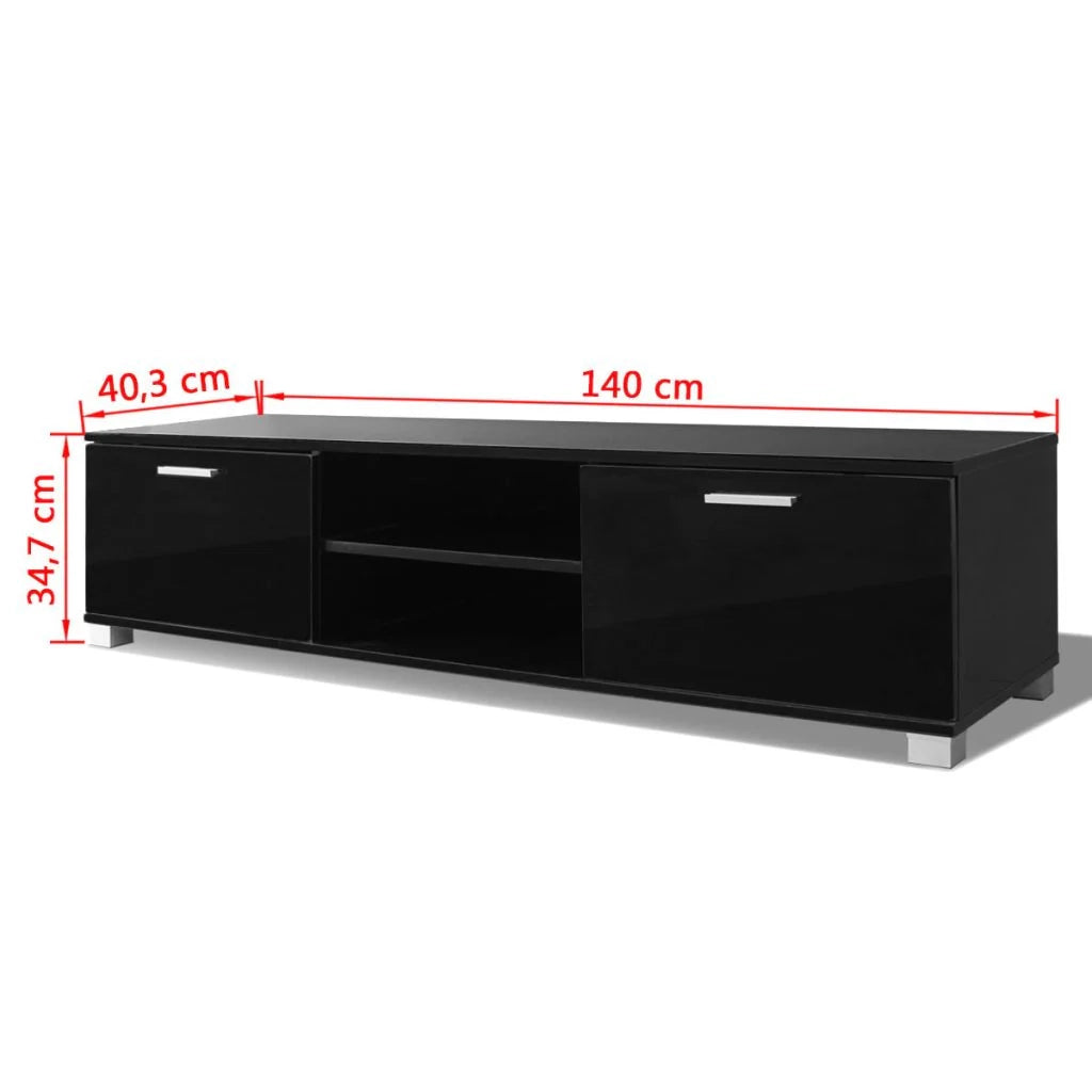 Mobile porta TV/credenza nero lucido design pratico 140 cm 2502219