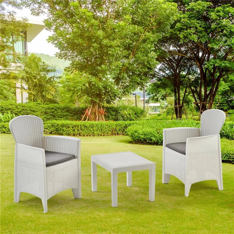 MAURY'S AKITA SALOTTO DA GIARDINO CON CUSCINI 3 PZ BIANCO