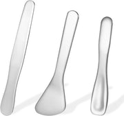 Mini Spatola Metallica per Cura della Pelle e Cosmetica - Spatola Riciclabile per Creme e Maschere - Strumento Multifunzionale per Mescolare e Prelevare Sample - 3 pezzi