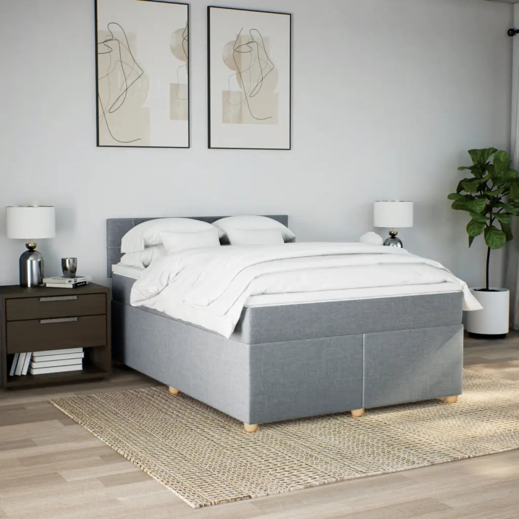 Giroletto a Molle con Materasso Grigio Chiaro 140x190cm Tessuto