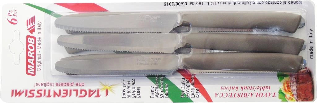 Set 6 Coltelli da tavola Lama Seghettata in acciaio tortora Marietti