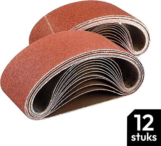 Set di cinture abrasive 75 x 533 MM - Cinture abrasive - Cintura abrasiva - Cinture per macchine abrasive - Cintura abrasiva per macchina - Set di 12 pezzi - P40 - P60 - P80 - P120