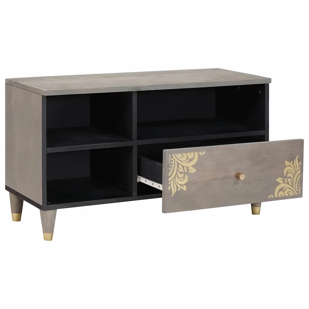Mobile TV-Credenza TV-Console TV Grigio 80 x 33 x 46 cm Legno di mango massello 106091