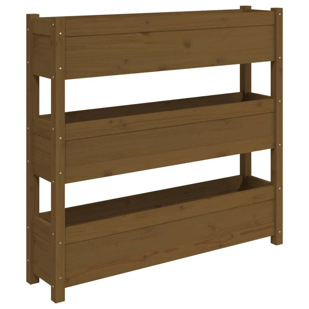 Fioriera Marrone Ambra 112x25x104,5cm in Legno Massello di Pino 823923