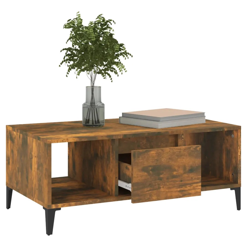 Tavolino da Salotto Rovere Fumo 90x50x36,5 cm Legno Multistrato 821073