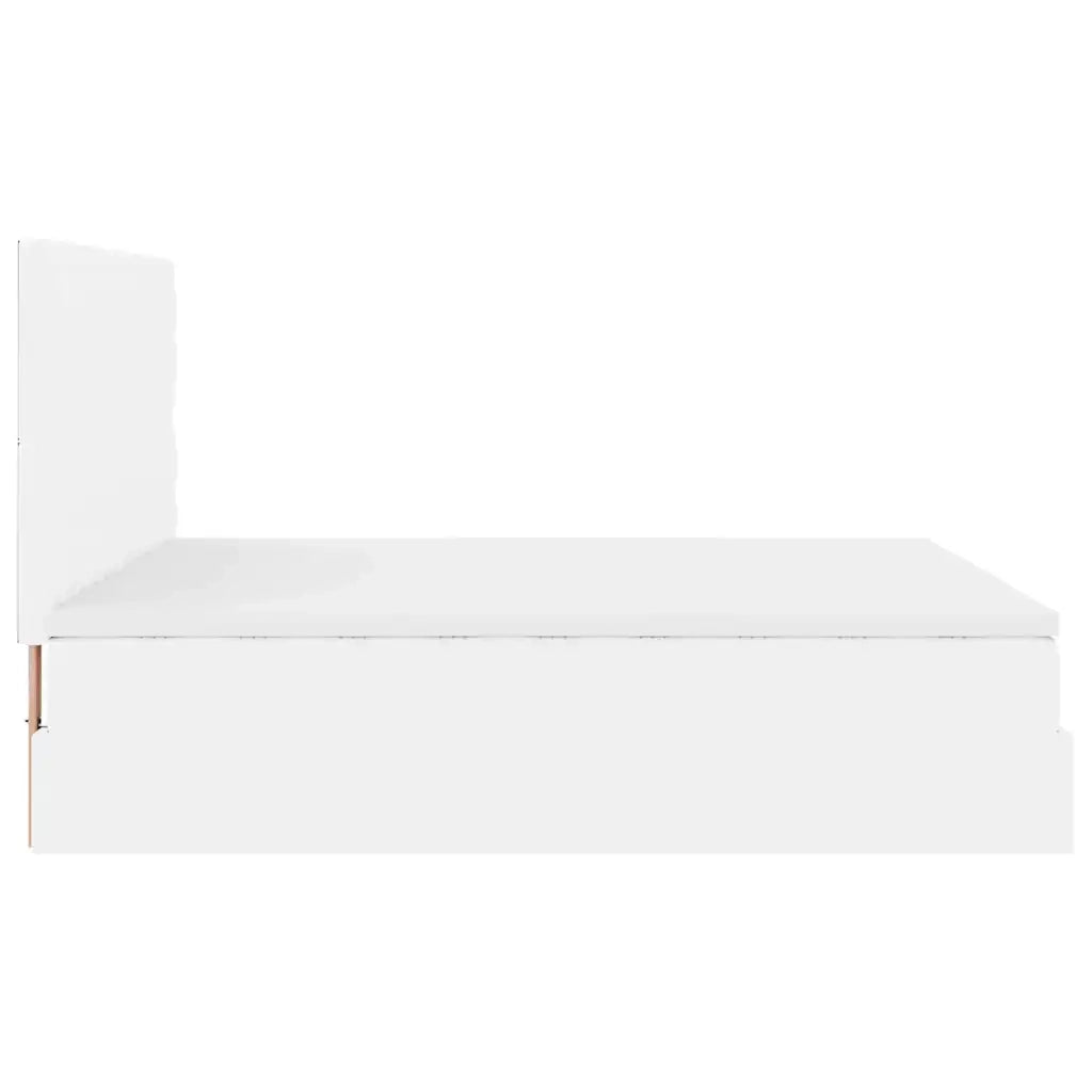 vidaXL Struttura Letto Pouf con Materasso Bianco 160x200 cm Similpelle