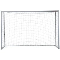 Porta da Calcio Grigia 300x120x200 cm con Viti e Picchetti inclusi, in PE e Metallo