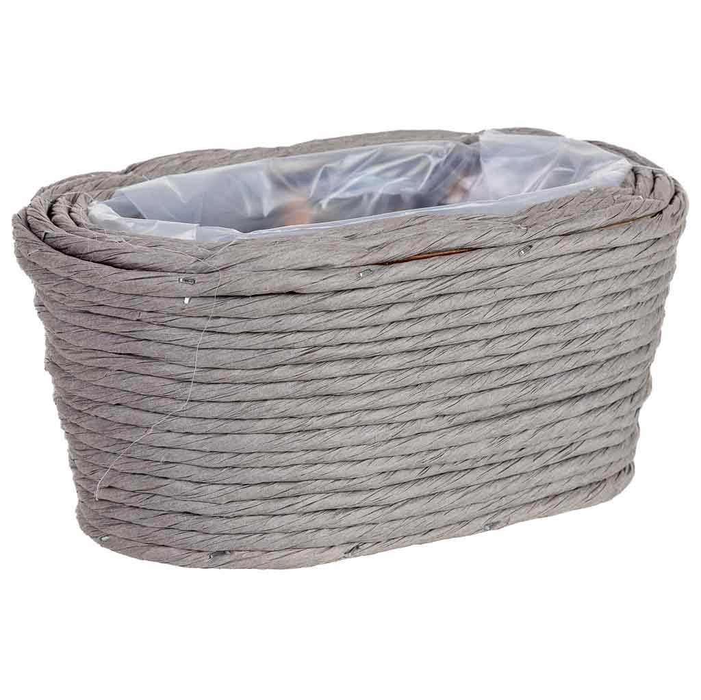 Cesto ovale in vimini grigio 21x13x10h cm