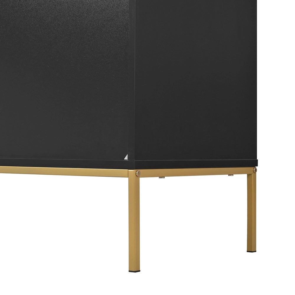 Mobile TV / Credenza con 4 Ante e Gambe in Metallo ¨C MINIMAL ¨C Nero e Oro, 150x40x80 cm