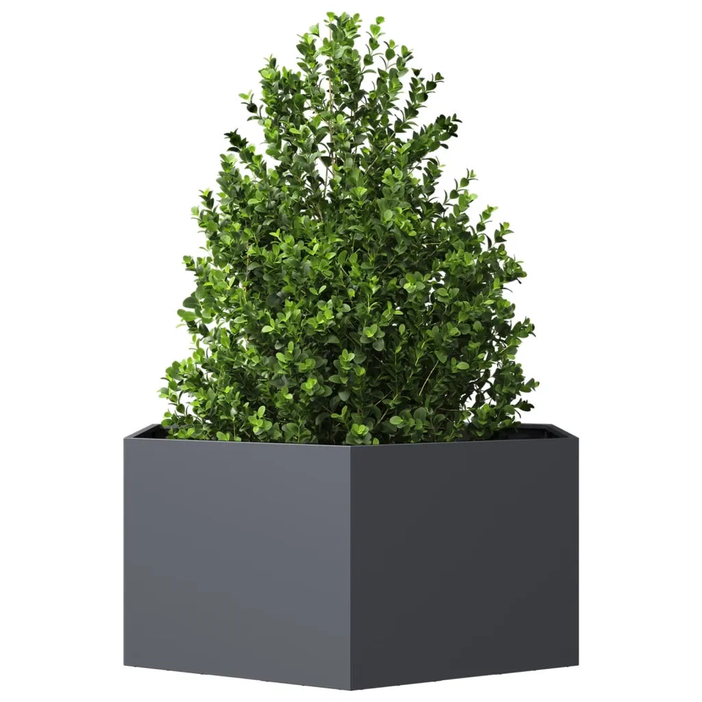 Fioriera da Giardino Antracite Esagono 104x90x45 cm in Acciaio 851131