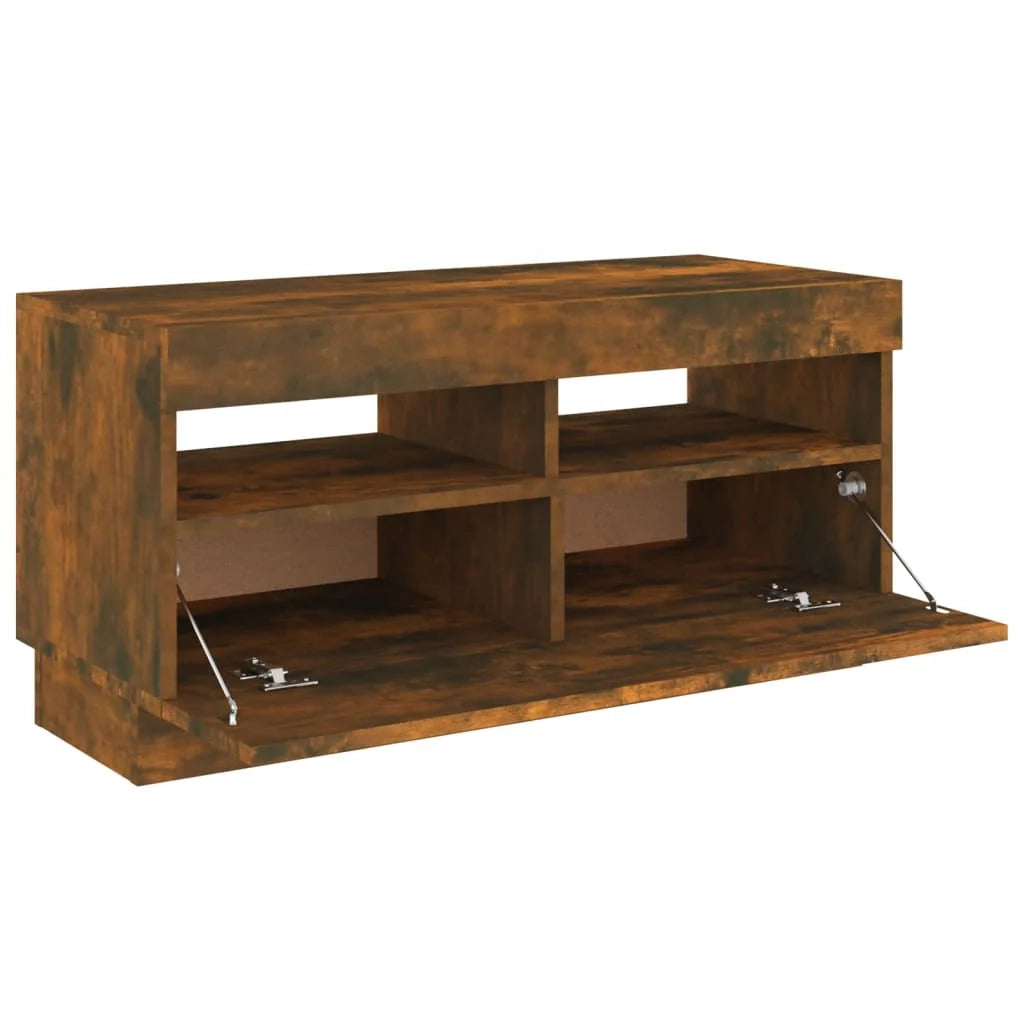 Mobile TV multimediale scaffale TV credenza mobile TV per sala da pranzo soggiorno camera da letto con luci a LED rovere affumicato 80 x 35 x 40 cm marrone 02_0026747
