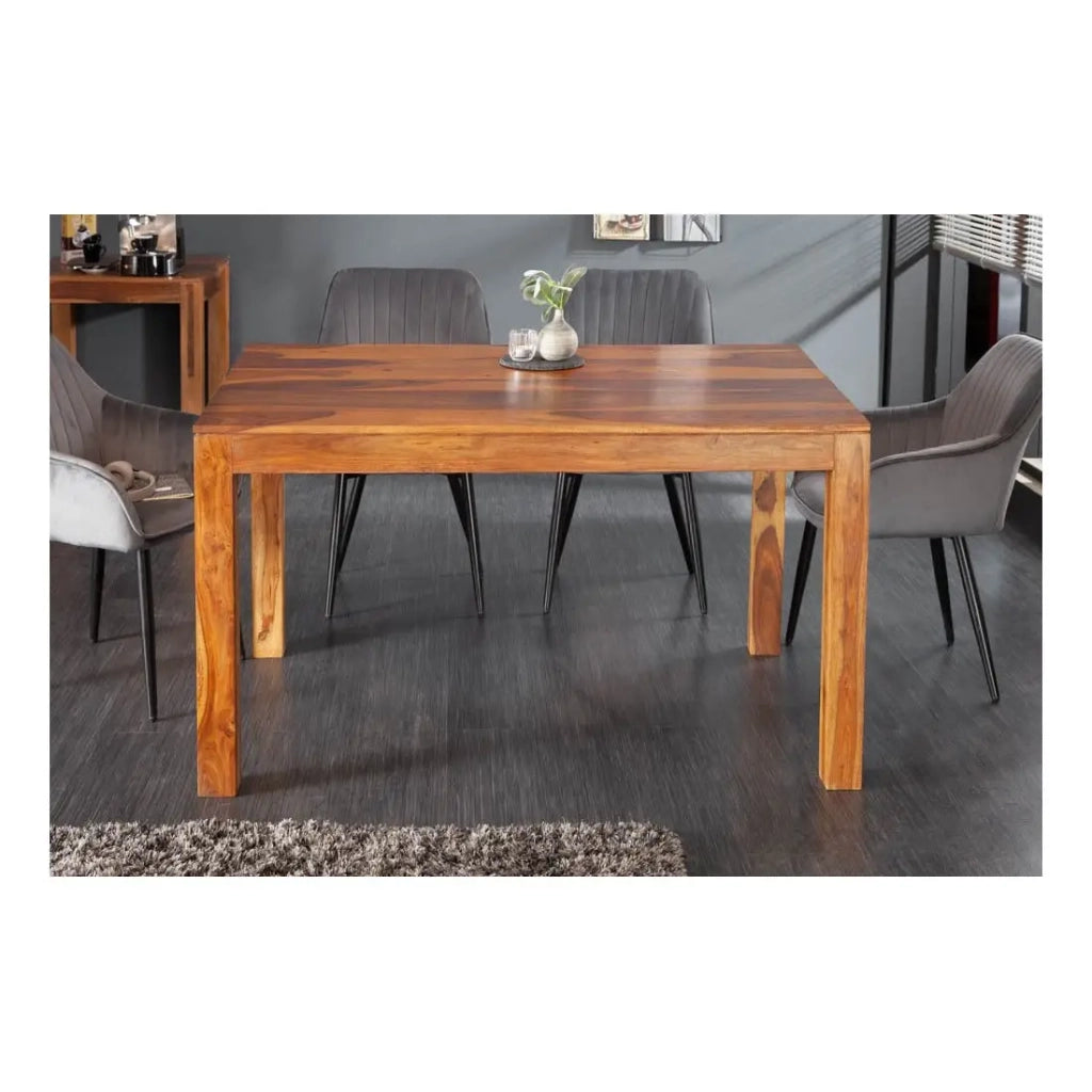 Table TAVINA – Legno massiccio di sheesham – 135 cm – Piano spesso 97 mm – Stile rustico