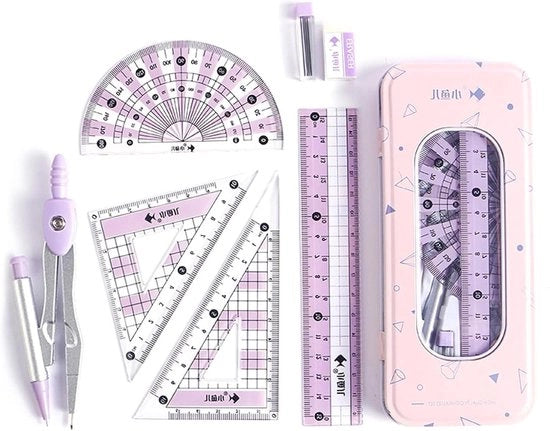 Set di passer per lezioni durature - Passer professionale per istruzione a domicilio - 7 pezzi - Blu - Cassetto esterno in metallo