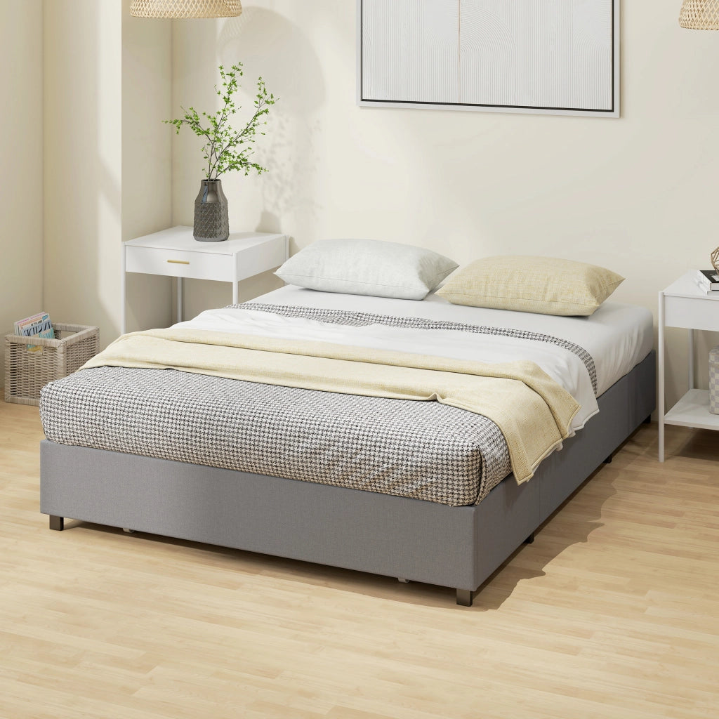 Letto Matrimoniale 140x190 cm con Cassetti e Struttura in Metallo ¨C Zephmum ¨C Grigio