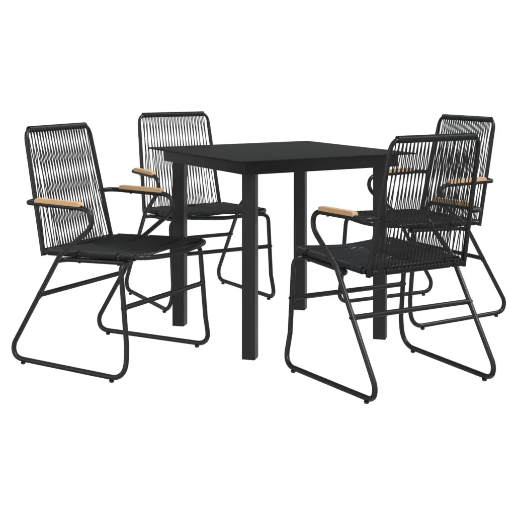 Set da Pranzo da Giardino 5 pz | Set Salotto da Giardino Nero in Rattan PVC