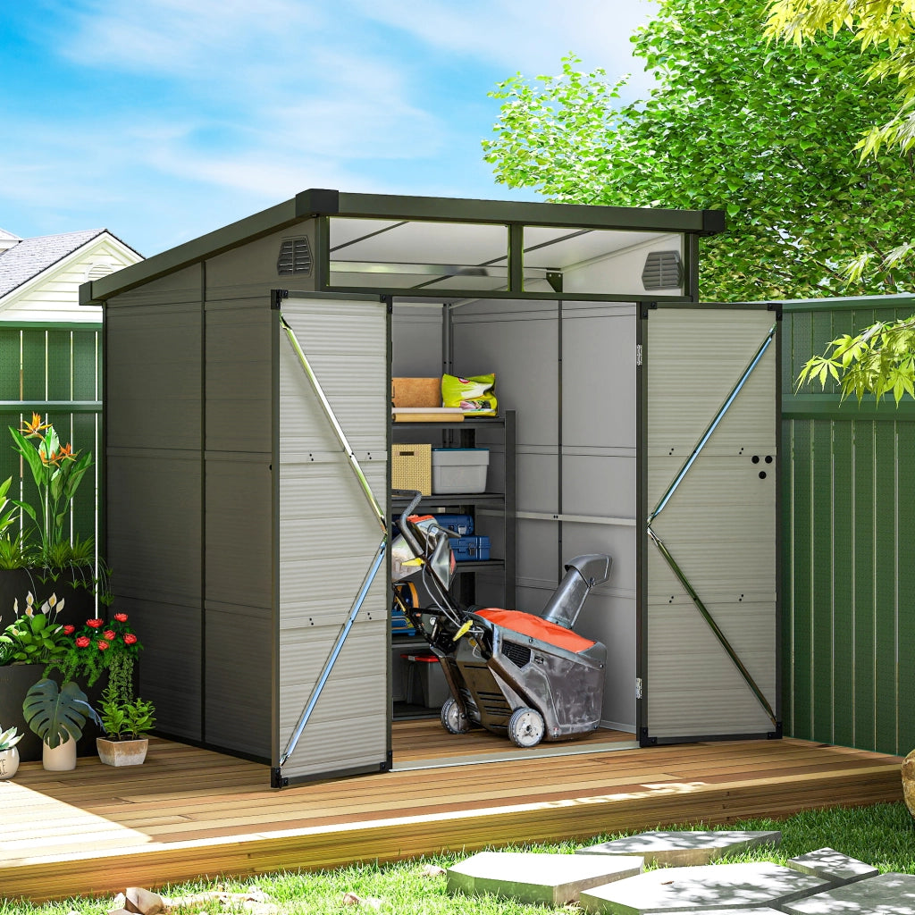 Capanno da giardino in plastica ¨C zephmum ¨C 190x190 cm grigio chiaro