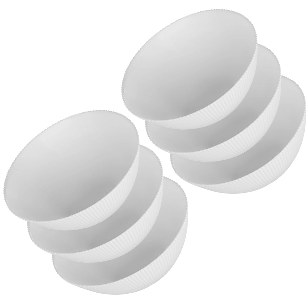 Set di 6 ciotole da insalata KADAX in vetro da 20 cm per zuppe e snack, bianche, scanalate.