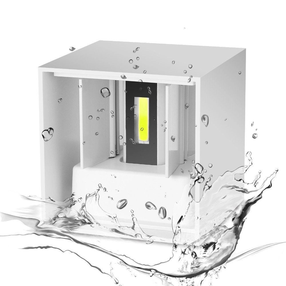 Trade Shop - Applique Led Cubo Bianco Lampada Da Parete 5w 750lmn Luce Regolabile Updown Ip65 -