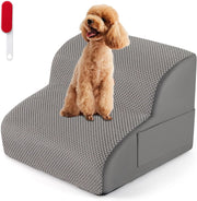 Rampa per Cani in Schiuma, Scale per Animali con Copertura Lavabile, Fondo Antiscivolo, Passi Incline per Letti e Divani, Scala per Animali Piccoli, Anziani e Feriti (Grigio,2,41 x 43 x 29cm)