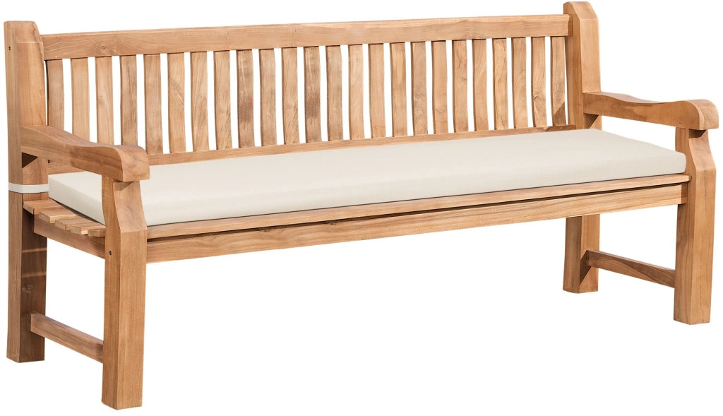 Panchina da Giardino in Teak Jackson con Cuscino crema,186x48x8 cm