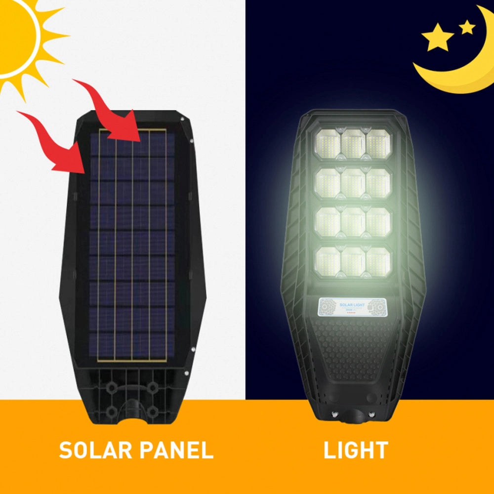 Trade Shop - Lampione Stradale Luce Energia Solare Led 200watt Sensore Pir Staffa Telecomando -