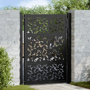 Cancello da giardino nero 100x125 cm in acciaio con design a foglia 4100960