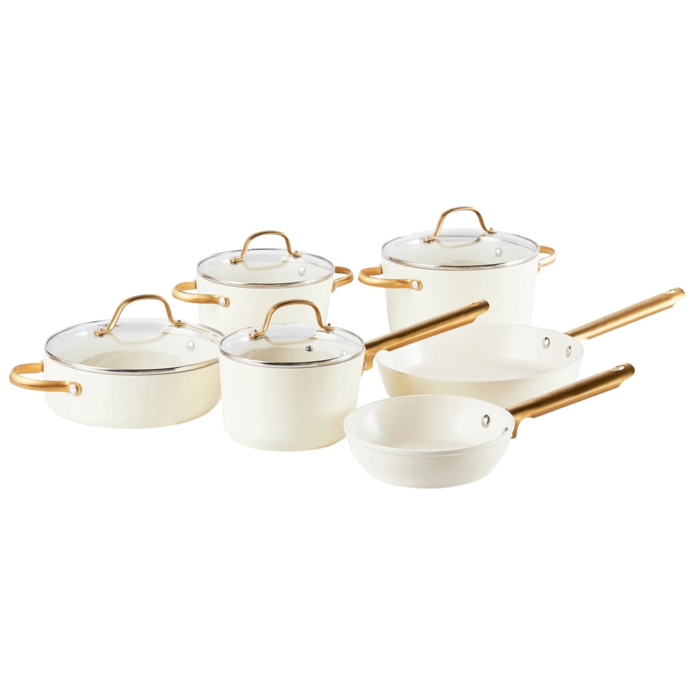 Set da cucina 10 pezzi e dimensioni con rivestimento in ceramica antiaderente in alluminio rosa