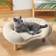 Tiragraffi per gatti con supporto ergonomico antiscivolo e silenzioso con bordo rialzato in poliestere beige 50 × 40 × 12,5 cm