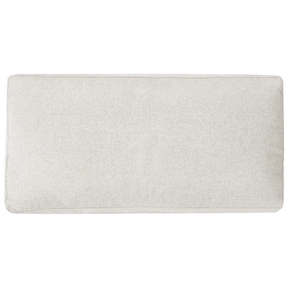 Chaise longue in tessuto beige chiaro imbottita con cuscini gambe in acciaio in stile scandinavo
