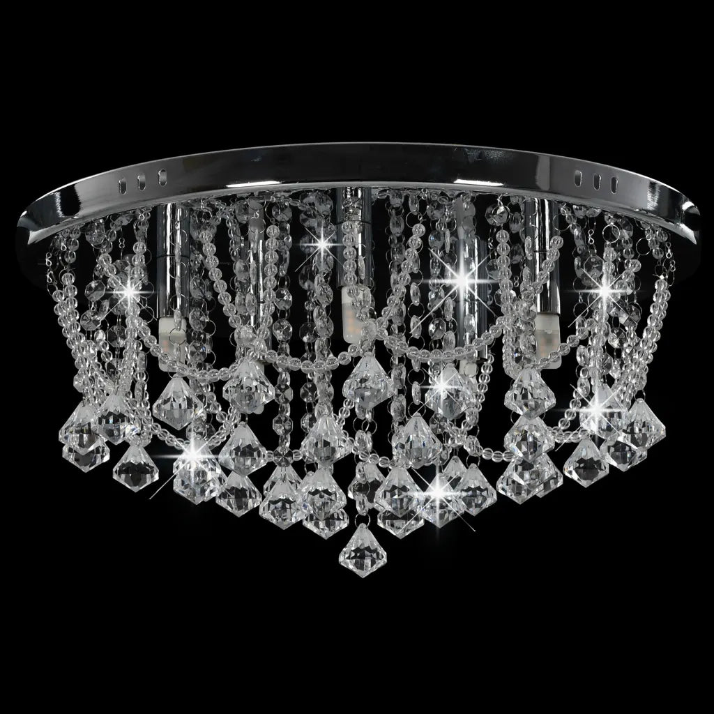 Lampadario Perle di Cristallo Argento Rotondo 4  Lampadine G9cod mxl 79198