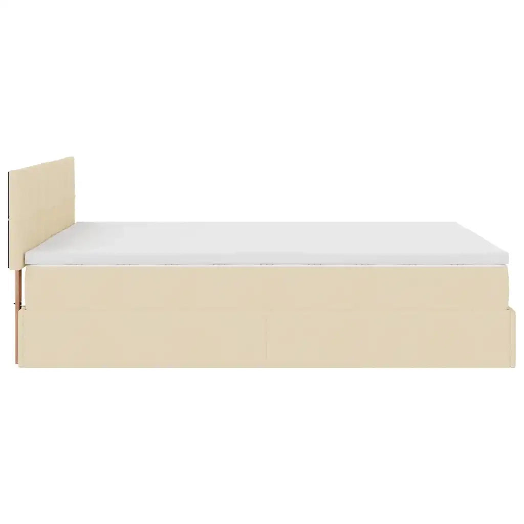 Pouf Letto con Materasso Crema 140x200 cm in Tessuto 3311468
